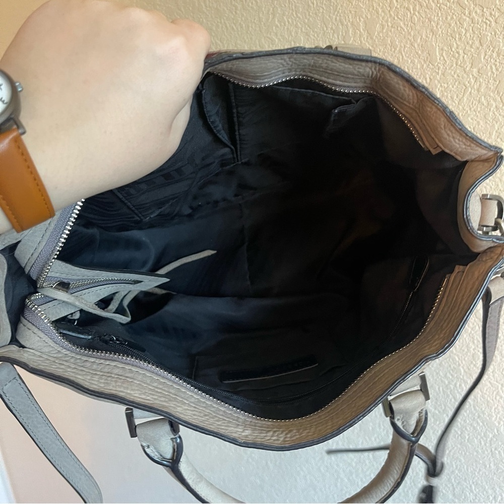REBECCA MINKOFF Leather Calf Hair Graphit Multi Regan Satchel Removable Strap - Picture 14 of 15